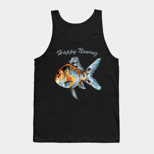 Happy Nowruz Shubunkin Goldfish Cat New Year Tank Top by taiche